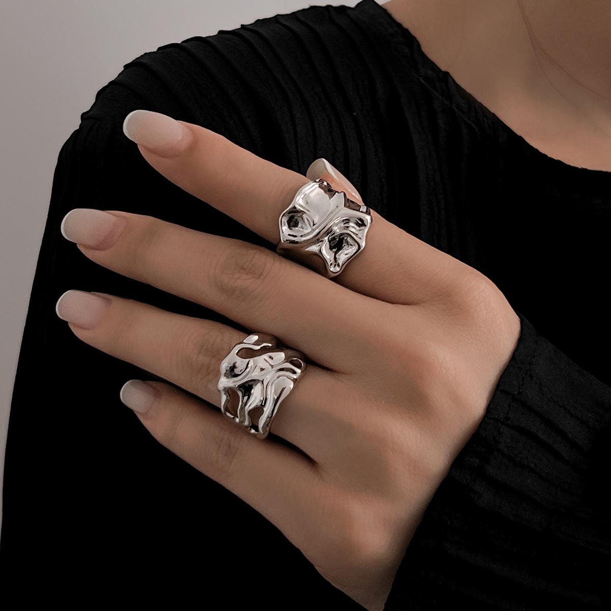 European & American Design Liquid Irregular Textured Lava Bracelet for Women Alloy