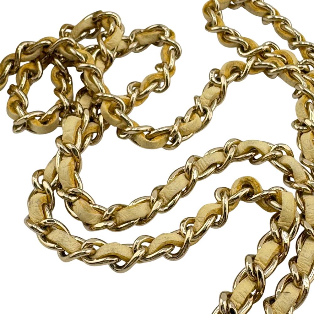 Chanel Compact Wallet Card with Chain Matrasse Lambskin Coin Case Yellow Lambskin Women Used