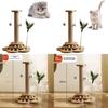 Wooden Cat Scratcher With Rope Play Toy For Pet Enrichment And Entertainment