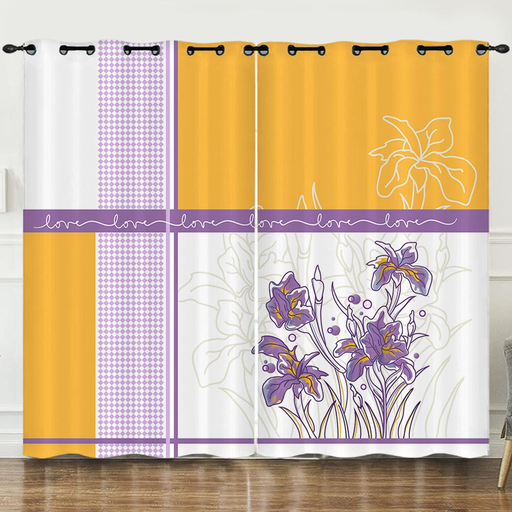 Curtains Simple And Simple Pattern 3D Digital Printing Blackout Curtain Punching