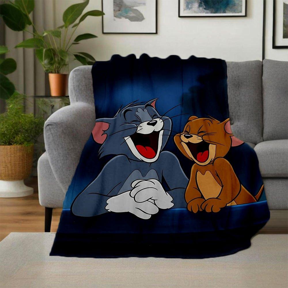Tom & Jerry Laughing Poster PrintBlanket Flannel Throw Blanket for Sofa, Bed, Travel, Camping, Office
