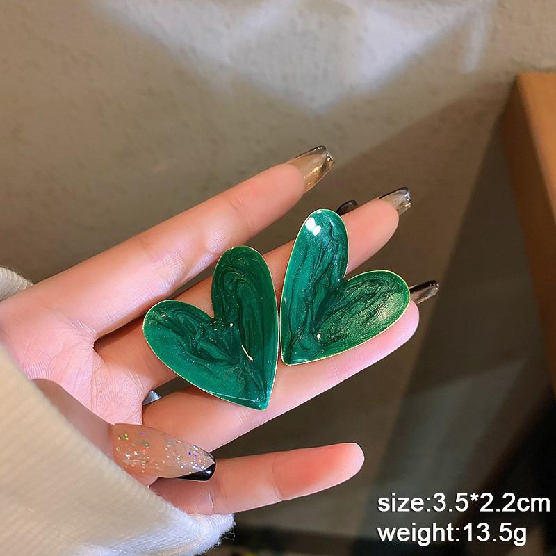 Heart Dangle Earrings for Women Colorful Enamel Crystal Love Heart Sweet Korean Female Drop Earrings aretes de