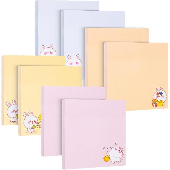 Mr. Pen- Sticky Notes, 3”x3”, 8 Pads, 400 Sheets, Cute Bear Sticky Notes, Sticky Pads Aesthetic Cute Rabbit
