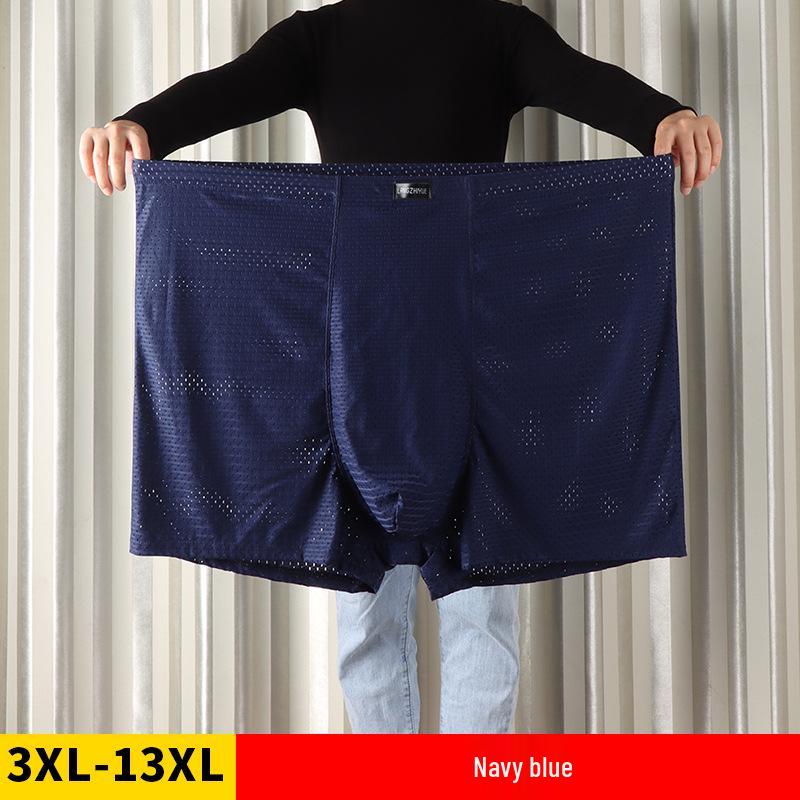 

Мужские боксеры-брифы из сетчатого ледяного шелка больших размеров - XXL, свободного кроя 6XL темно-синий