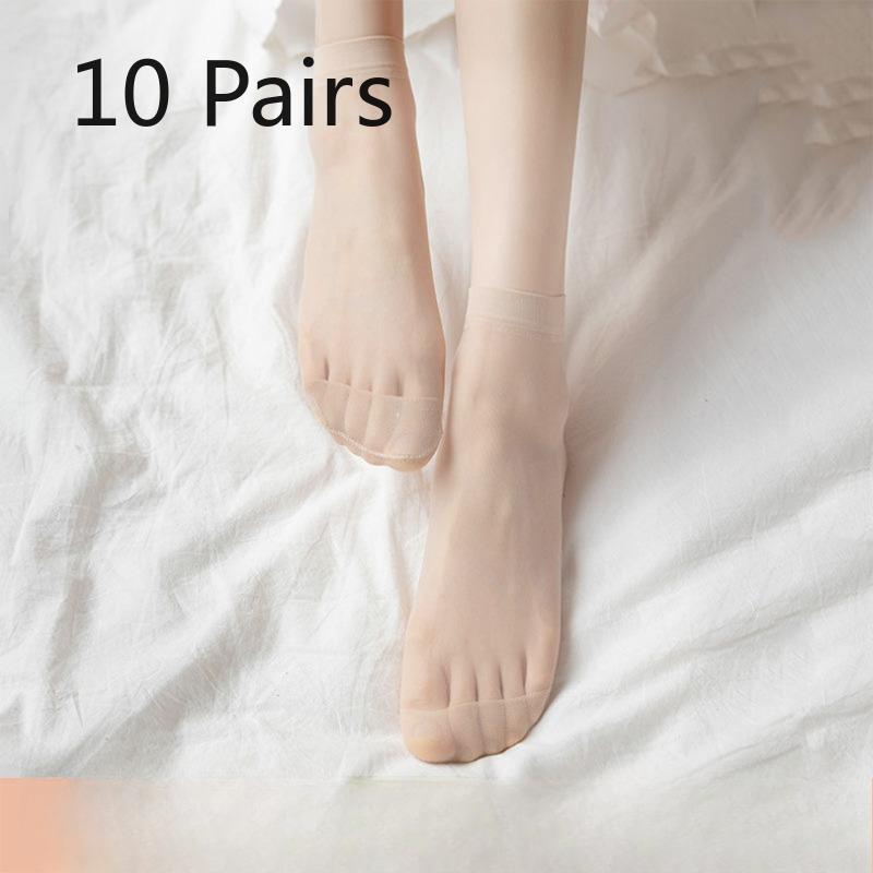 10 Paar Kristall-Kurzstrümpfe für Frühling und Sommer sind ultradünn, laufmaschenfest, unsichtbar und atmungsaktiv