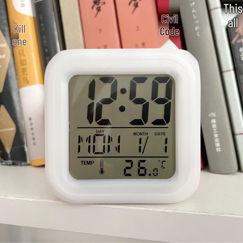 LED Seven-Color Luminous Square Alarm Clock - Creative Gift
