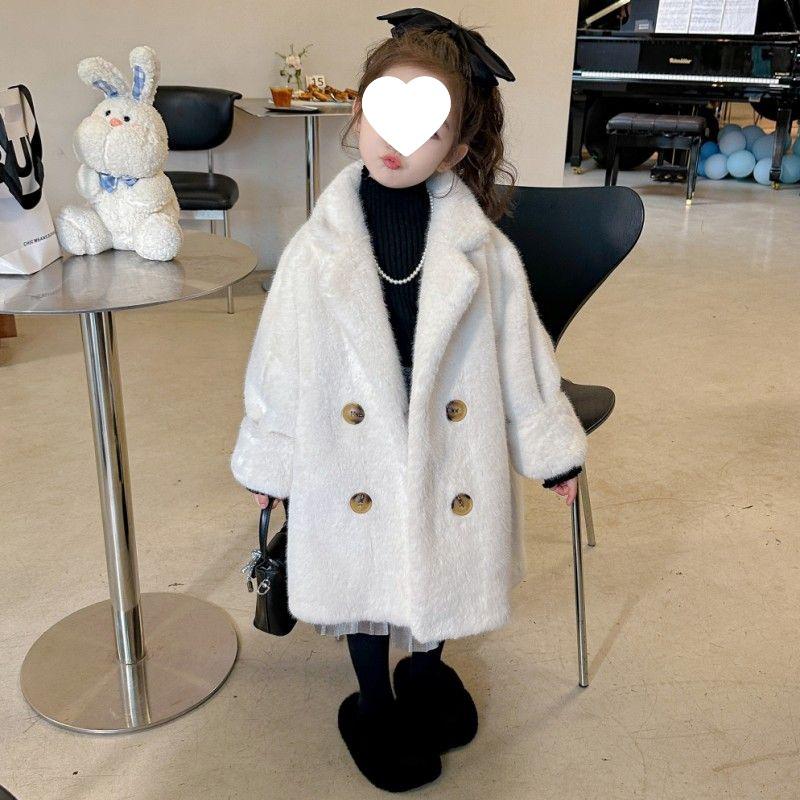 

Девочки Пальто зимнее средней длины из искусственного меха норки 120