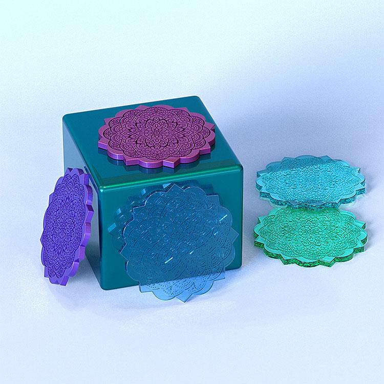 YS Mandala Pattern Round Tray Silicone Mold for DIY Epoxy Resin Flower Plaster Cement Tea Cup Pad Resin Molds Home Decoration