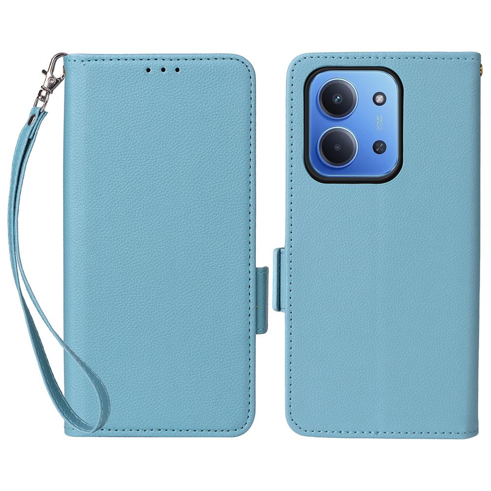 For Xiaomi Redmi 15C 4G (Global) (171mm)/Poco C85 4G Case with Wrist Strap Litchi Texture PU Leather Wallet Phone Cover