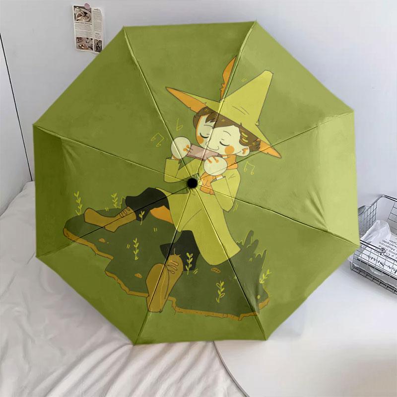 Snufkin pattern, automatic folding umbrella, portable and foldable design, 8 ribs, a Christmas or birthday gift.