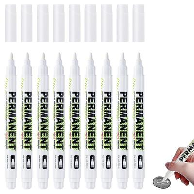 10Pcs Water Resistant White Marker Pen Alcohol Paint Oily Tire Painting Graffiti Pens Permanent Gel Pen for Fabric Wood Leather 10MM