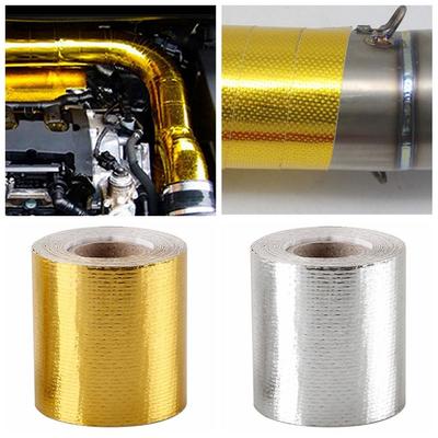 Cinta Adhesiva Aislante Térmico de Papel de Aluminio 5CM*5M Tela de Fibra Térmica Motorcross