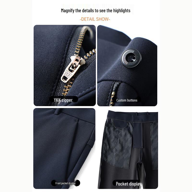 ROMON Men's Loose Straight Fit High-Elastic Business Casual Pants