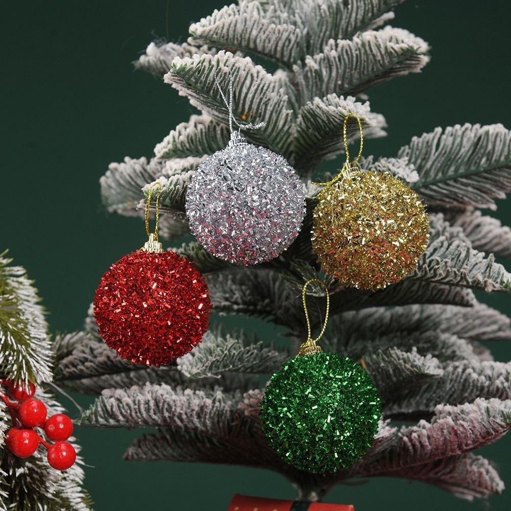 6Pcs/Set Creative Christmas Decoration Pendant Shiny Solid Color Xmas Tree Hanging Pendants 6cm Shatterproof