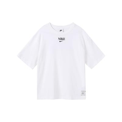 Sportswear American Vintage Letter Logo Print Loose Sports Short Sleeve Drop Shoulder T-Shirt Women T-Shirt White DM7904-100