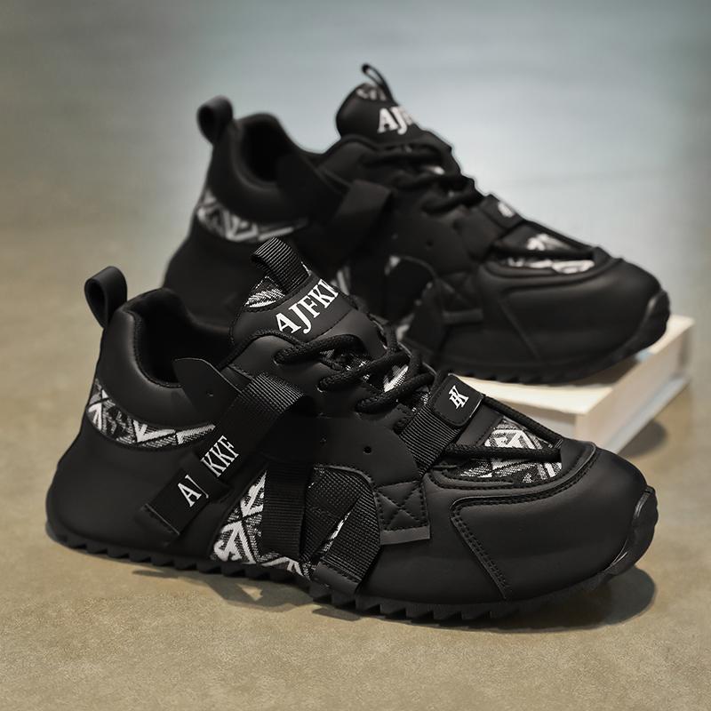 

New Autumn Men s Thick Soled Sports Shoes with Niche Design, Fashionable and Casual Height Increasing Men s Thick Soled Shoes 48 чорний