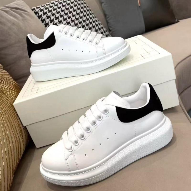Original Mcqueen White Shoes Cowhide Versatile Board Shoes Men'S And Women'S Platform Muffin Shoes Increased By 5Cm