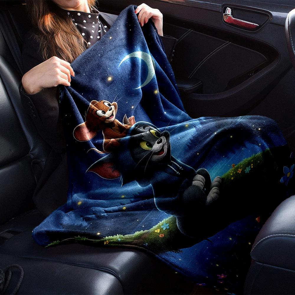1pc Tom Jerry Flannel Blanket Soft Warm Throw for Home, Office, Travel, All-Season Cozy Bedding GiftL1152