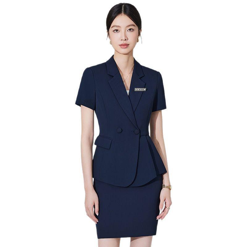 Summer 2024 Women's Professional Short Sleeve Suit Set for Reception & Retail Work