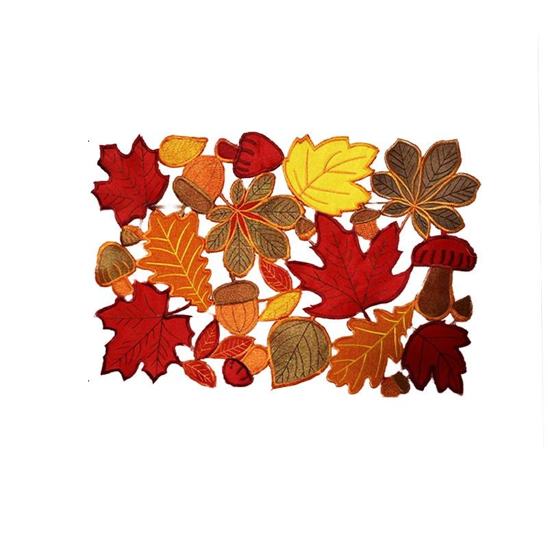 

1 шт. Подставка под тарелку с узором листьев, ажурная, вышитая, моющаяся, акценты для стола, обеды в честь Дня благодарения и осеннего урожая, прямоугольная форма 28*43cm