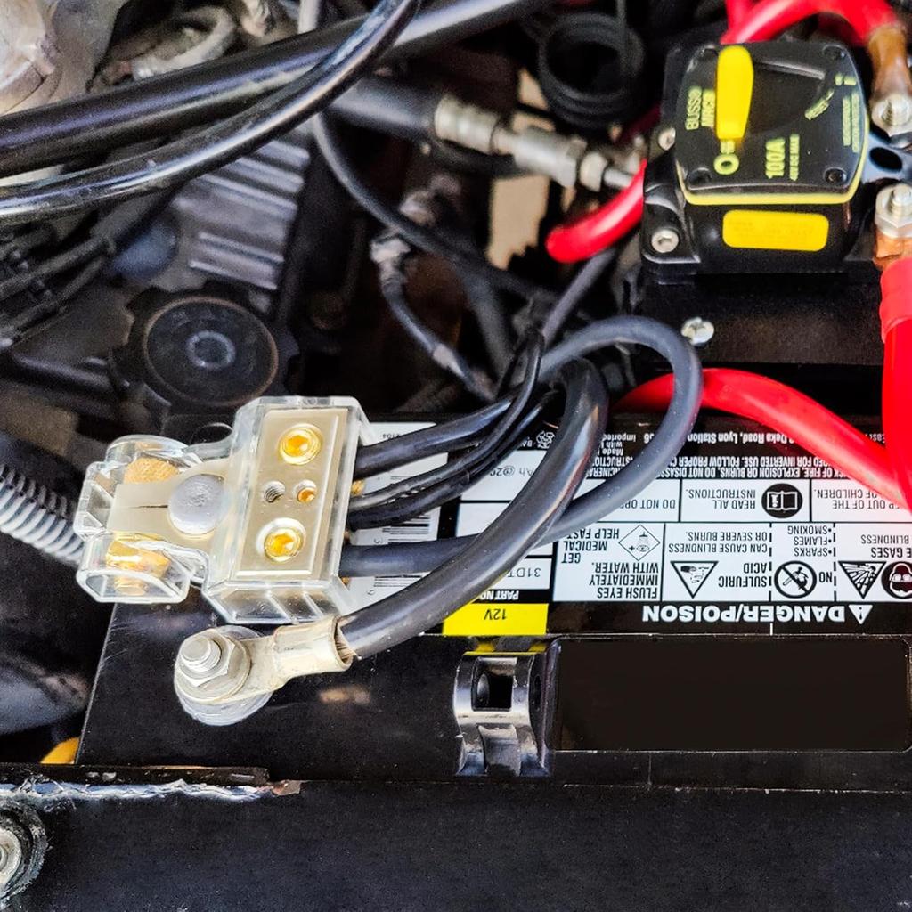 TONDA Battery Terminals, 0/4/8/10 Gauge Battery Terminal Connectors With Shims And Protective Covers, Car Cable Ends, 1 Pair