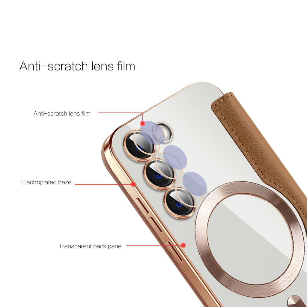 Magnetic Case for Samsung Galaxy S23+ Compatible with MagSafe,PU Leather+TPU RFID Blocking Flip Phone Cover