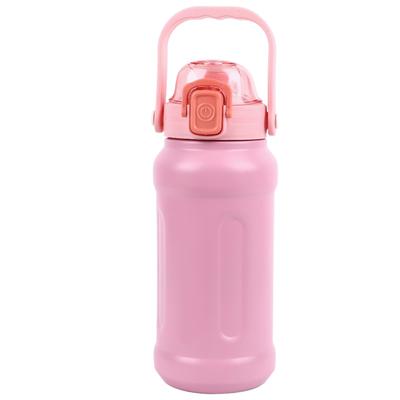 1100 ml kubek próżniowy ze stali nierdzewnej, izolowany bidon, sportowy bidon ze słomką, jasnoróżowy