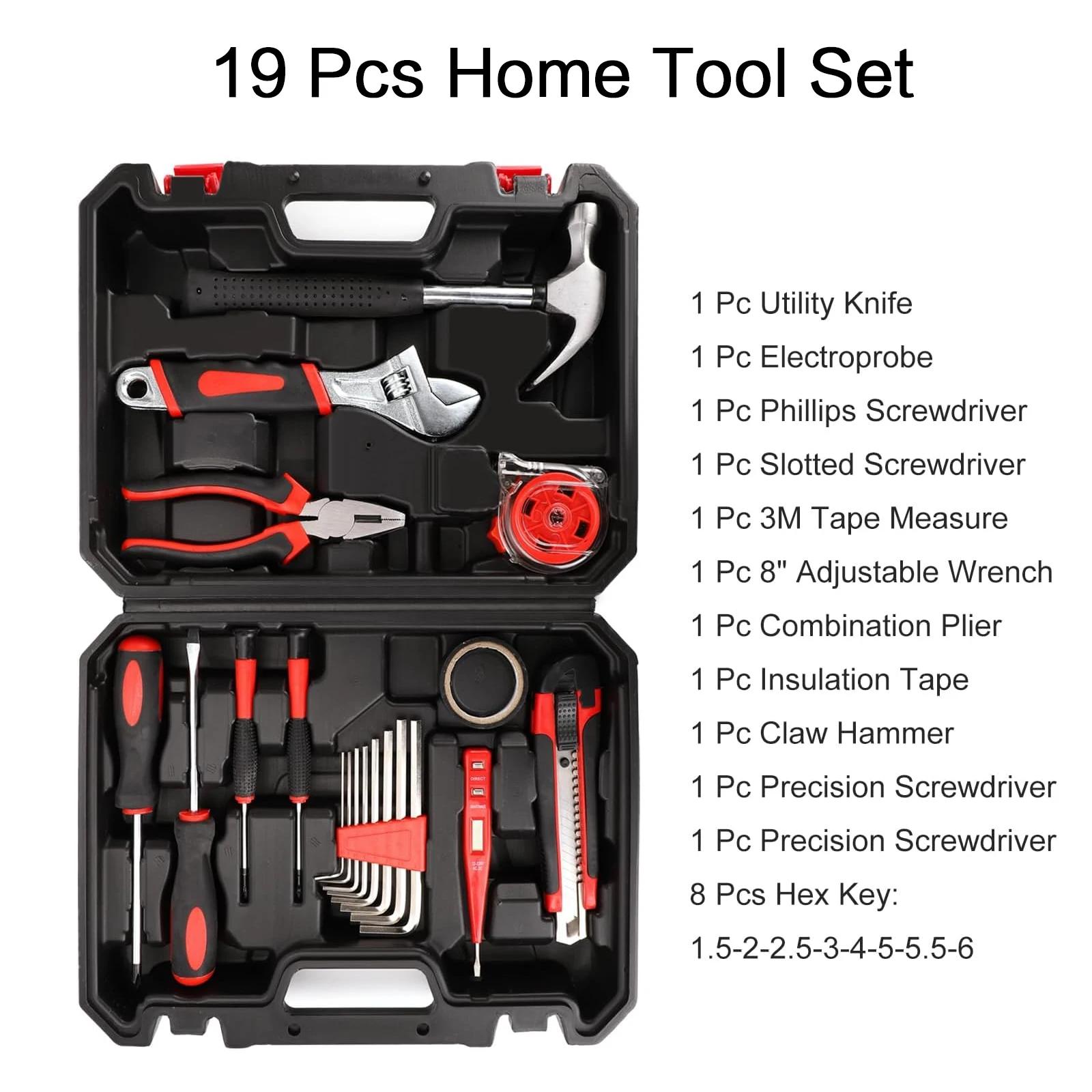 

For STOENGO 19/43/108pcs Hardware Household Hand Tool Kit Set Household DIY Hand Tool Kit Saw Screwdriver Hammer Tape Wrench Pli