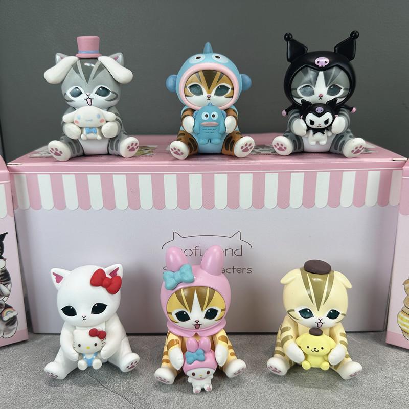 Mofusand Kitten X Kt Cat Cross-Dressing Sitting Posture Blind Box Multiple Styles Cute Doll Desktop Ornament Mystery Box Gifts