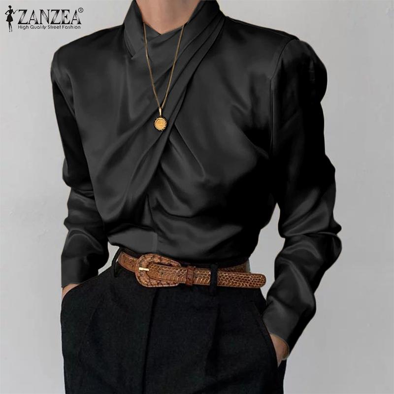 

ZANZEA Spring Kink женские атласные топы