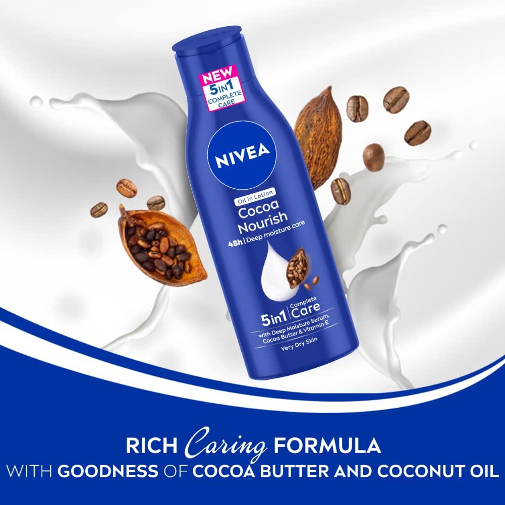 NIVEA Cocoa Nourish 200ml Body Lotion with Deep Moisture Serum| 48 H Moisturization | With Cocoa Butter & Coconut Oil