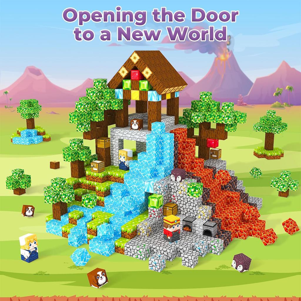 80/100/140 ST Magnetiska Byggklossar Lava Skattjakt Set för Ålder 3+ DIY Modell Barn STEM Pedagogisk Sensorisk Leksak