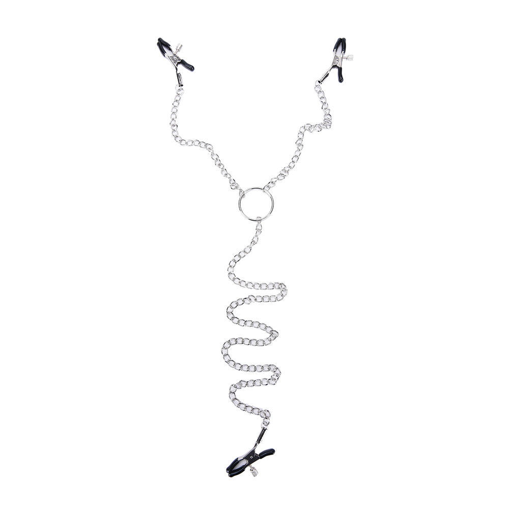Breast Nipple Adjustable 3 Clamps W Chain Clip Clamp Bondage Metal Sex Toy