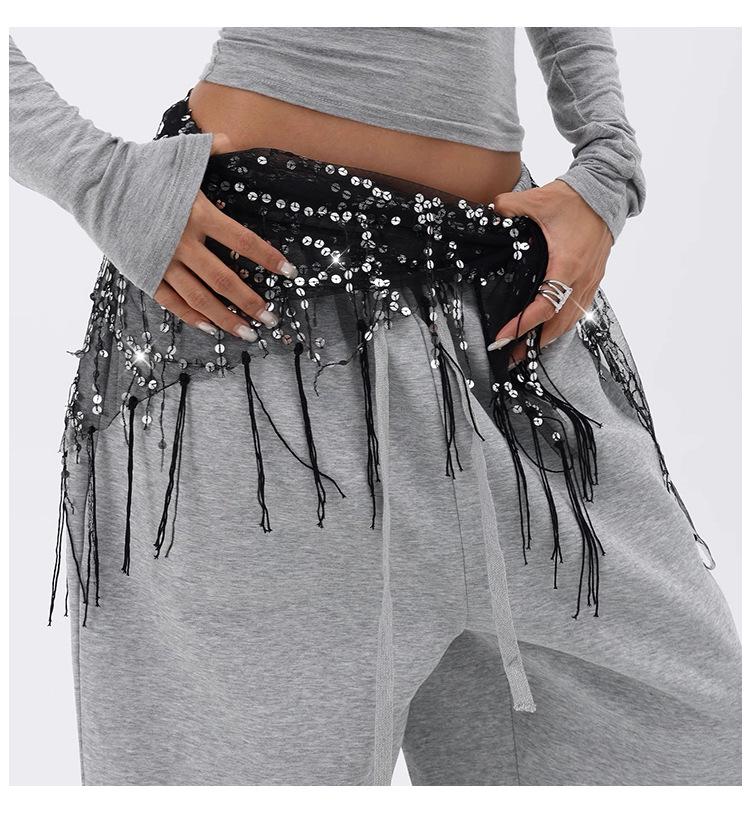 Trendig Paljetttofs Höftscarf - Mångsidigt Midjeaccessoar för Jazz- & Streetdans