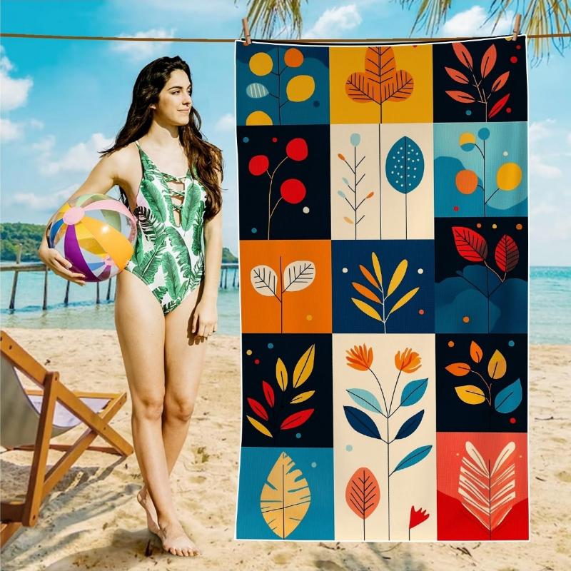 

A Microfiber Beach Towel That Is Super Absorbent And Quick-Drying, Featuring Abstract Floral Leaf Designs. Available in Various W40*H60(CM)