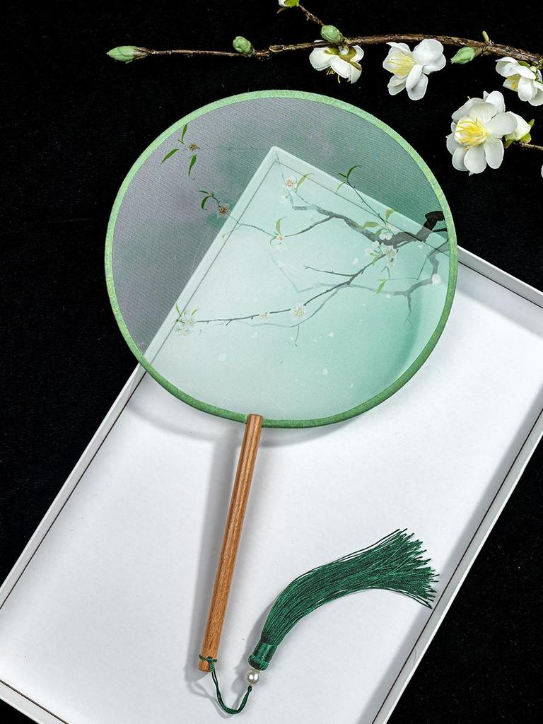 Translucent Ancient Style Round Dance Fan for Hanfu Costumes - Women's Classical Chinese Craft Fan