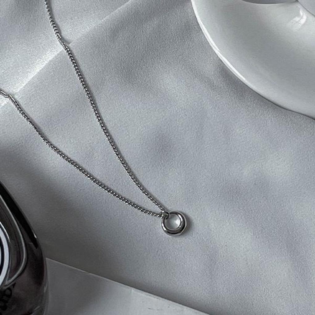 Women's Creamy Crescent Moon Silver Necklace