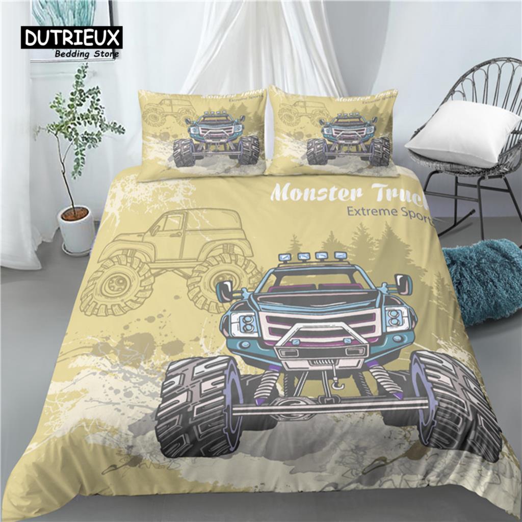 Home Living Luxury 3D Off Road Car Print 2/3Pcs Comfortable Duvet Cover Pillowcase Bedding Sets Queen And King Eu/Us/Au Size