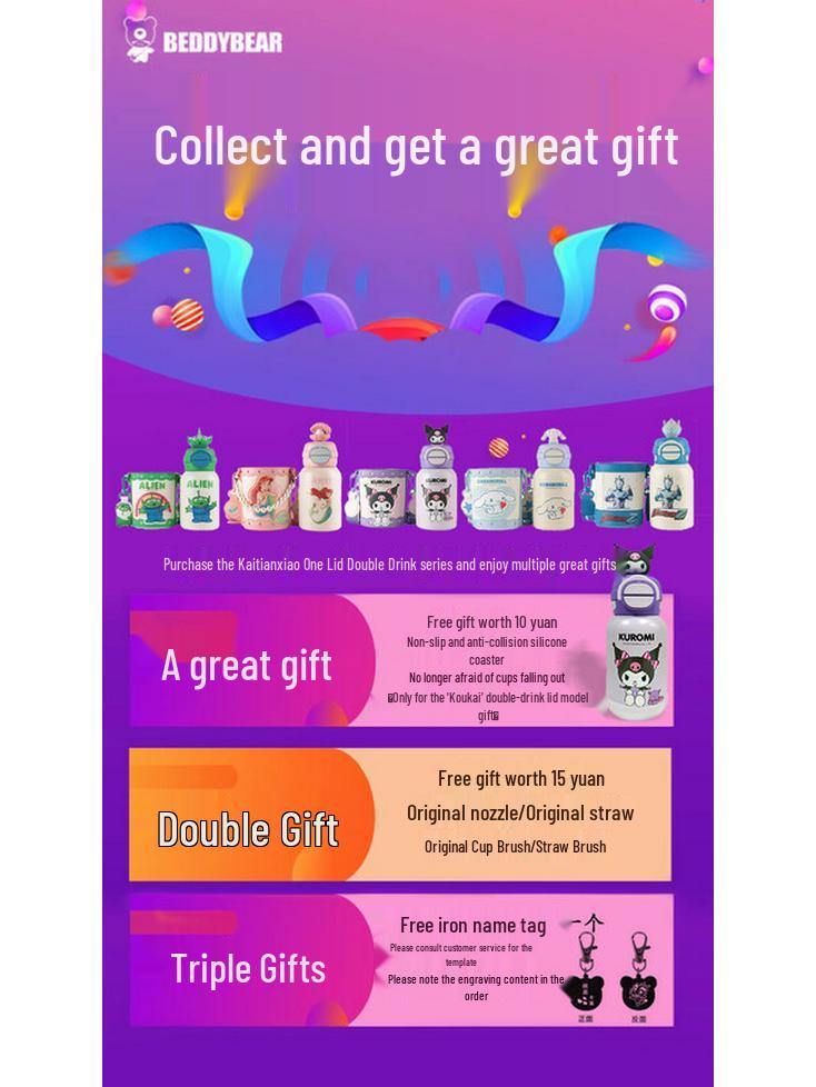 ZISIZ Kuromi Cute Insulated Water Bottle