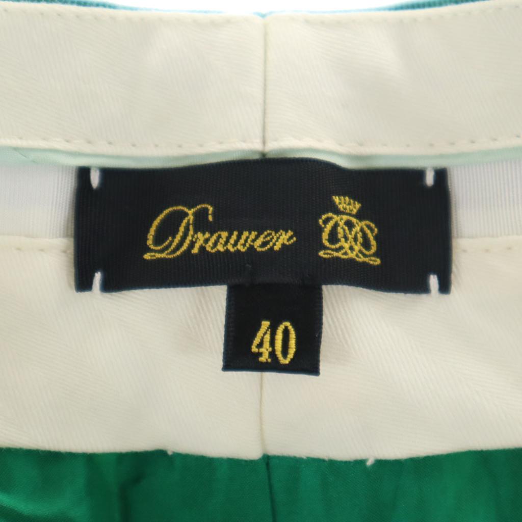 Drawer Wool Made In Japan Check Pattern Tapered Pants 40 Green Women Used