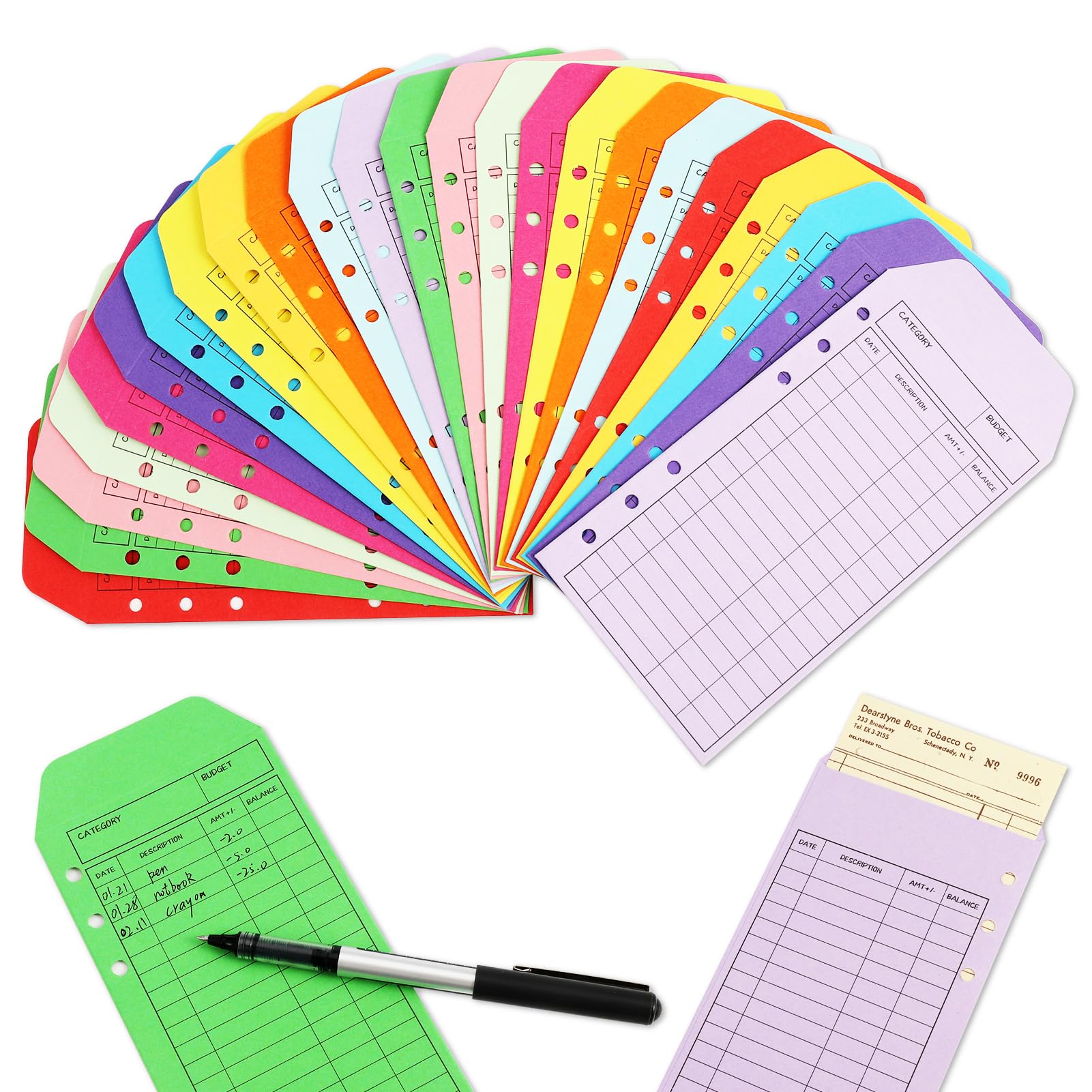 

girldate Envelopes Budget Envelopes 12 Colors Set of 24 Budget Sheets with Punched Holes 6 Holes Stylish Household Management Money Management Home