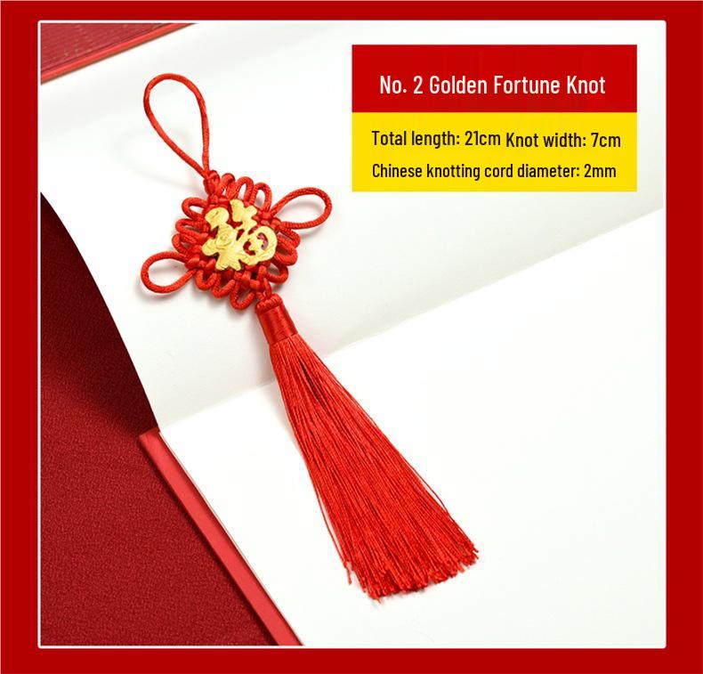 Kleiner chinesischer Knotenanhänger mit Fu-Zeichen - Rote Quastenverzierung für Wohnzimmer, Hochzeit oder Eingangstür