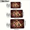 1Pcs Anti Fatigue Kitchen Rugs Vintage Floral  Print Waterproof Non-Slip Thick Cushioned Kitchen Mat Heavy Duty Comfort Standing Mat for Bathroom