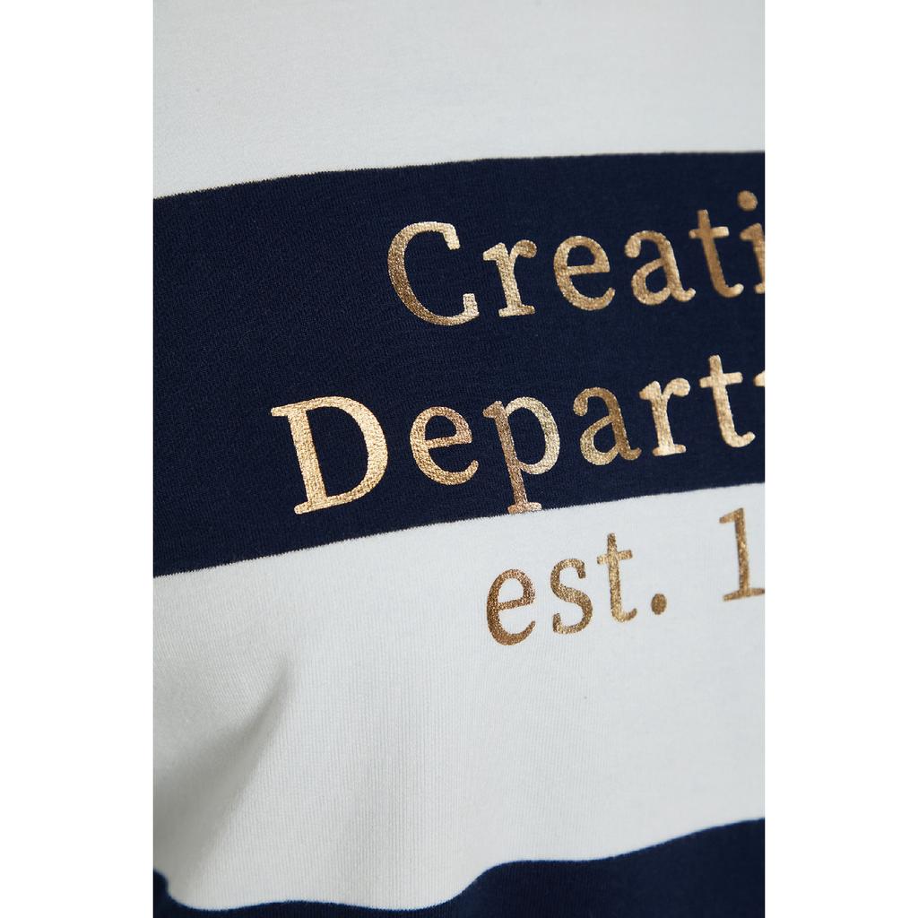 Navy Blue Striped Printed Knitted Tunic Tctss23uk00041