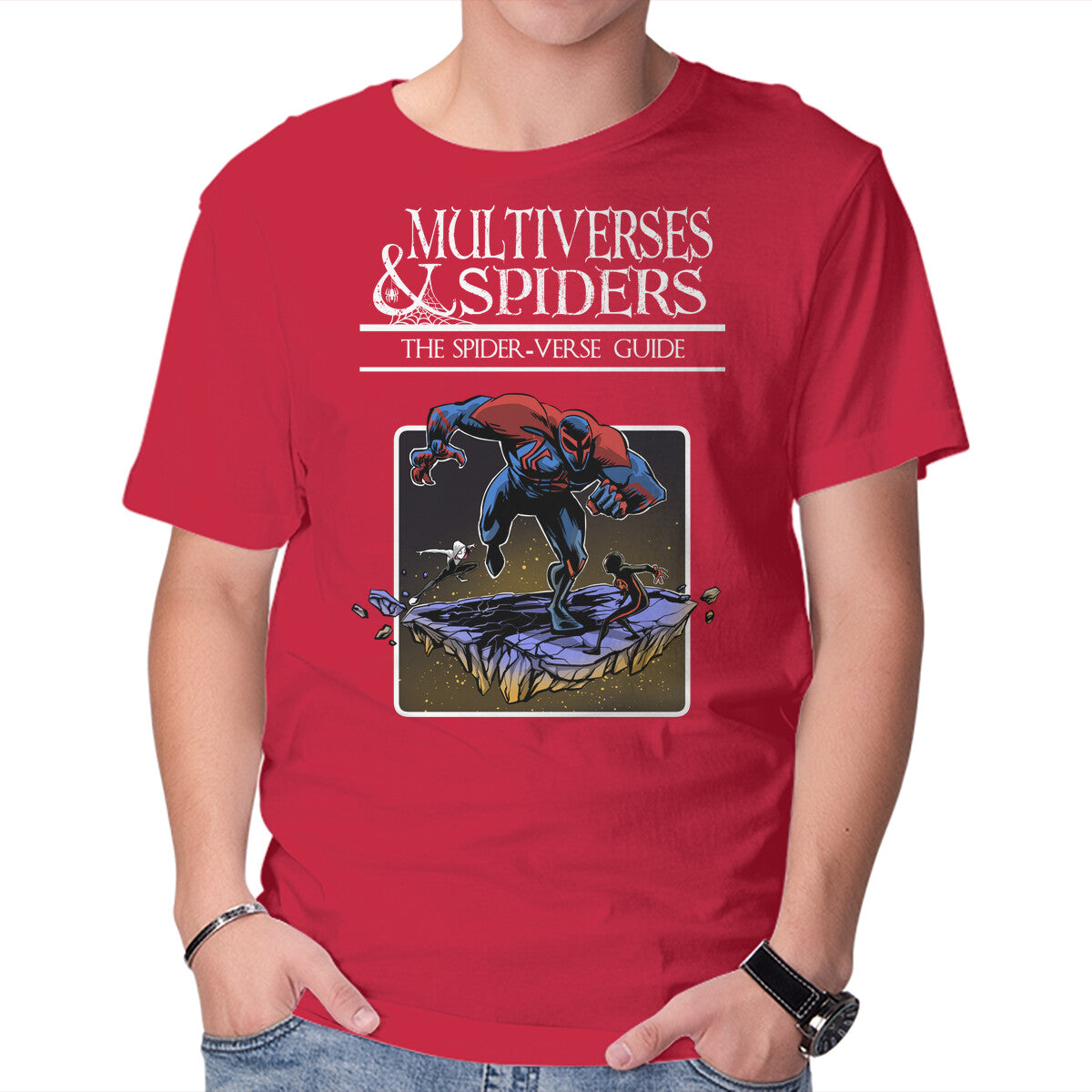 Unisex Crew Neck T-Shirt Multiverses & Spiders Graphic Short Sleeve Casual Tee M
