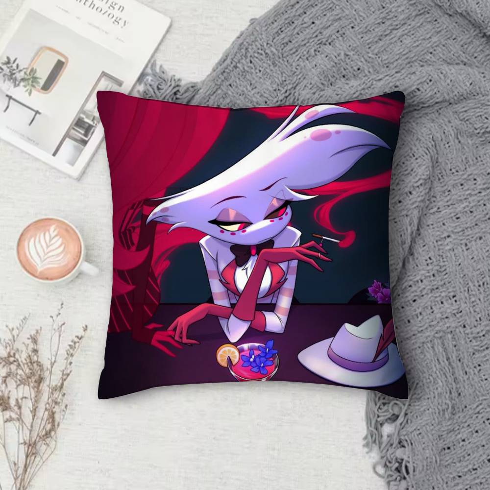 Hazbin Hotel HH Dark Comedy Adult Animation Doublesided Printed Square Decorative Cushion Cover for Sofa Living Room Home Decor