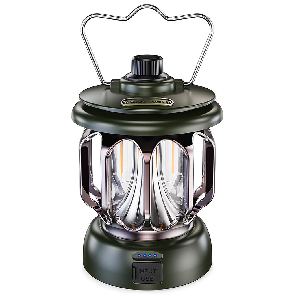 Rechargeable Vintage Lantern LED Metal Hanging Lantern Table Lamp for Indoor Outdoor Camping