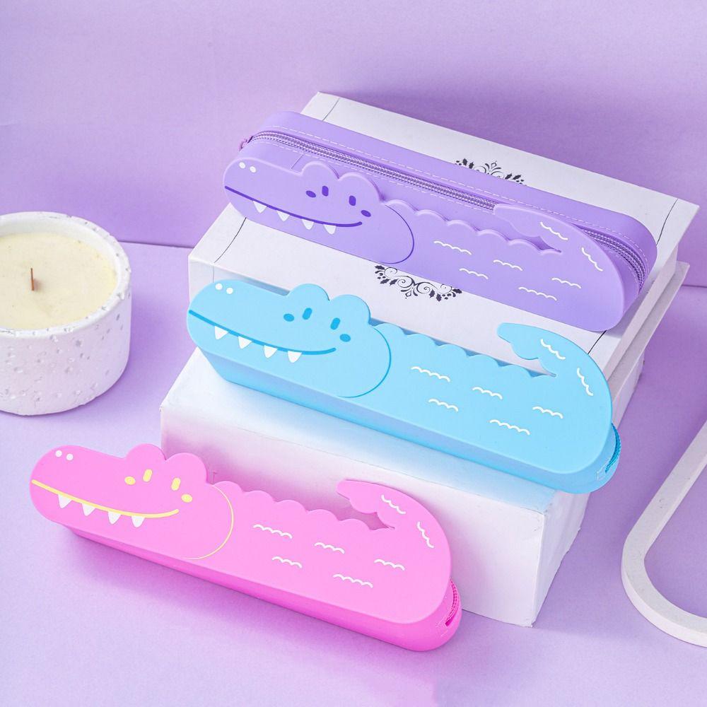 Large Capacity Pencil Case Silicone Stationery Box Desktop Organizer Pen Pouch  Children