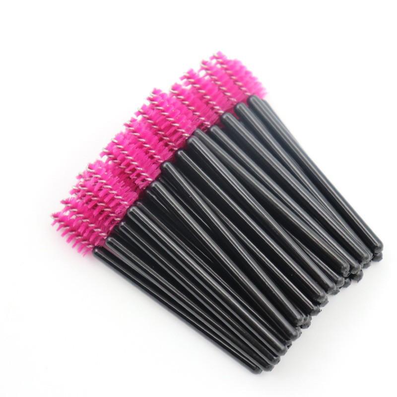 Pack of 50 Disposable Mini Nylon Eyelash and Eyebrow Brushes with Solid Handles