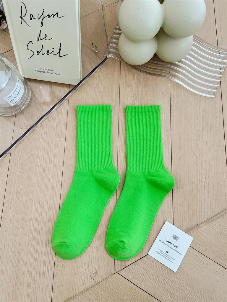 Women's Colorful Mid-Tube Socks In Violet, Orange, Rose, and Red for Modern Dance with Shark Print